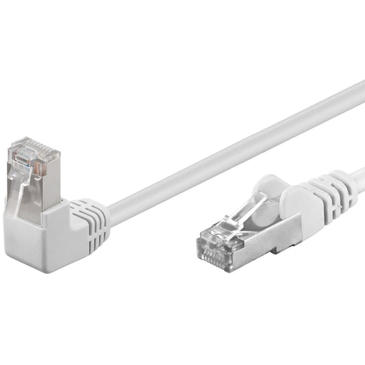 Câble réseau CAT 5e, coudé à 90°, F/UTP, blanc