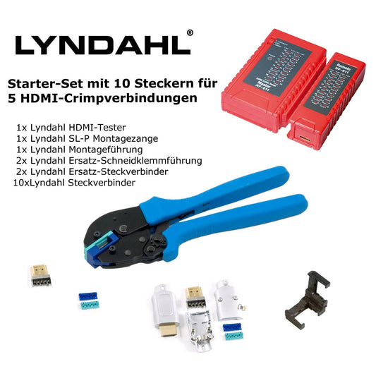 Kit de démarrage Lyndahl DIY avec 10 connecteurs HDMI SL-P, pince de montage, testeur