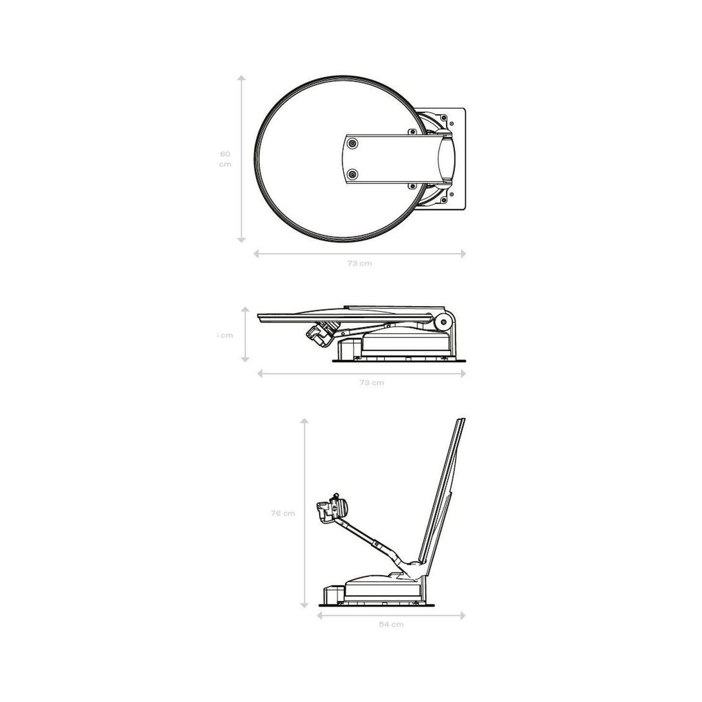 Antenne satellite Caratec CASAT600S Smart-D avec miroir 60 cm pour camping-car