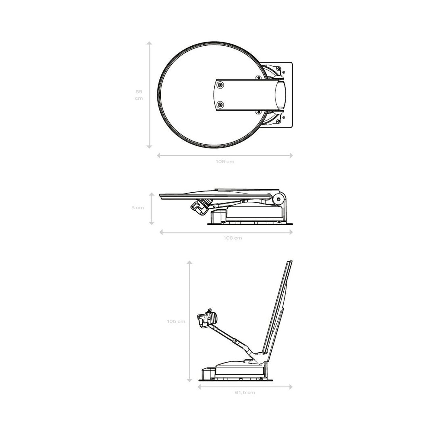 Antenne satellite Caratec CASAT850ST Smart-D 85 cm avec double LNB pour les grands mobil-homes
