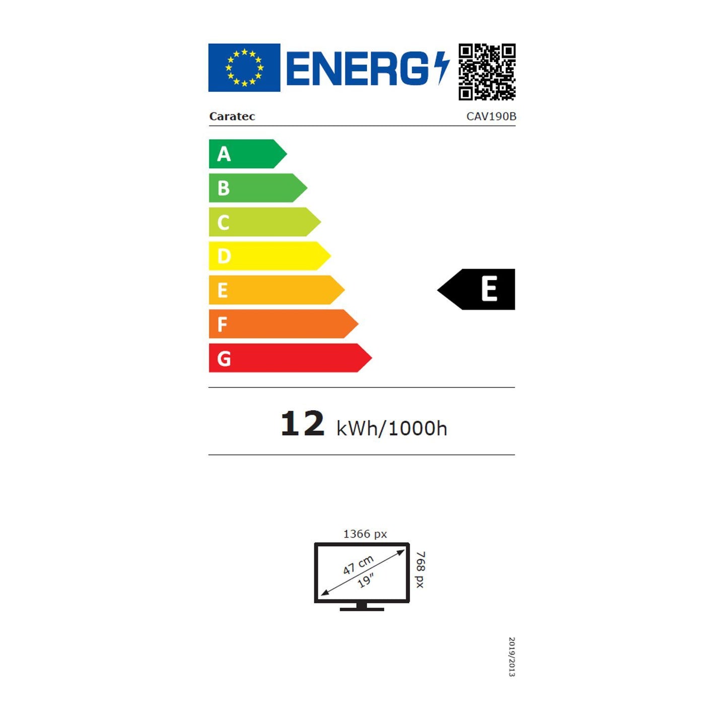 Caratec Vision CAV190B.2 Téléviseur LED grand angle 19 pouces 47 cm avec DVB-T2 et DVB-S2