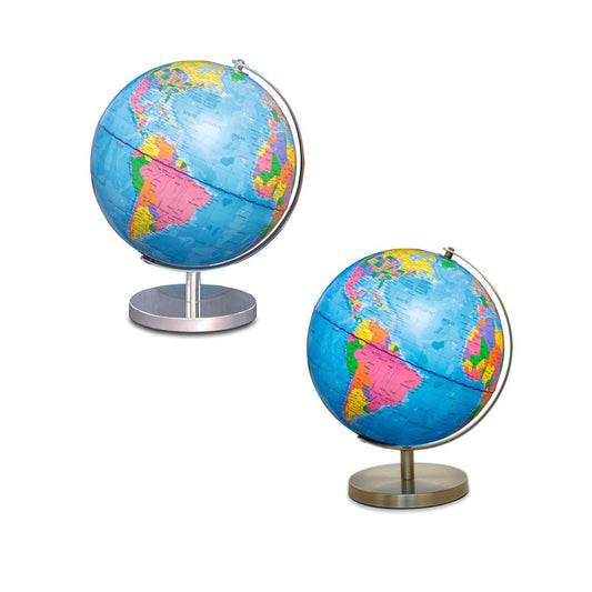 Magellan Albion Illuminated Globe Base en métal et méridienne de différentes couleurs