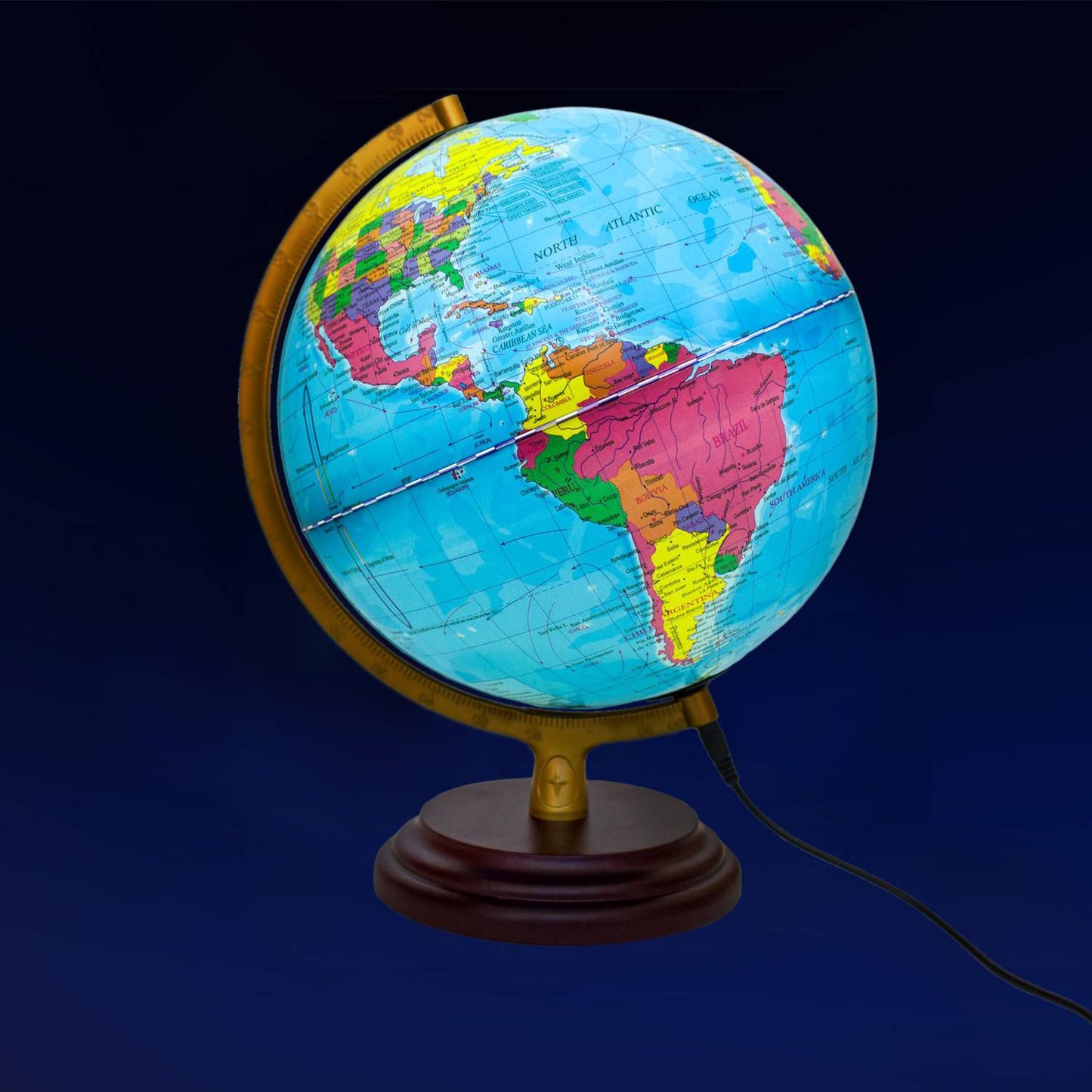 Magellan Cimbria globe lumineux 25 cm, image carte politique