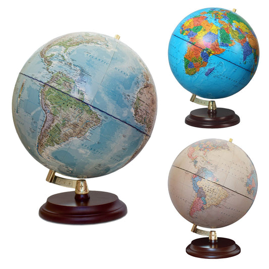 Magellan Vasa Globe 32cm montage moderne sans méridien avec socle en bois